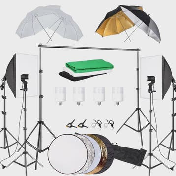 Professionele Fotostudio Verlichtingskit met Achtergronden,, Verzenden, Nieuw