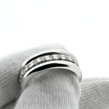 Witgouden alliance ring met diamanten; 0,75 ct., 18 tot 19, Gebruikt, Ophalen of Verzenden, Met edelsteen
