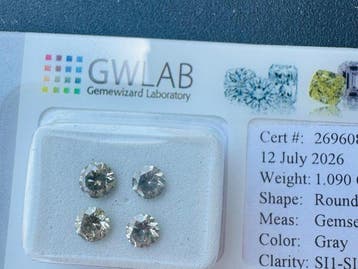 Zonder minimumprijs - 4 pcs Diamant (Natuurlijk gekleurd) -, Sieraden, Tassen en Uiterlijk, Edelstenen, Nieuw
