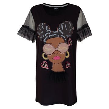 Verysimple • lang zwart shirt met dame • 34 (IT40), Verzenden, Nieuw, Maat 34 (XS) of kleiner, Verysimple