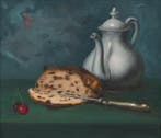 Nederlandse school (XX) - Stilleven met kan en krentenbrood, Antiek en Kunst, Kunst | Schilderijen | Klassiek