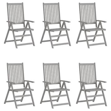 vidaXL Tuinstoelen 6 st verstelbaar massief acaciahout grijs, Verzenden, Nieuw, Hout