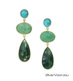 Exclusieve 925 zilveren oorbellen gold plated met groene ave, Verzenden, Nieuw, Zilver