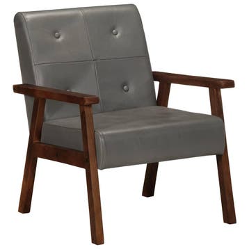 vidaXL Fauteuil echt leer grijs, Verzenden, Nieuw