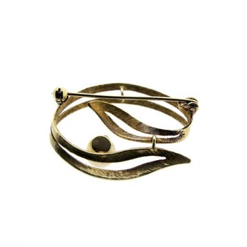Vintage gouden broche met parel., Sieraden, Tassen en Uiterlijk, Broches, Gebruikt, Ophalen of Verzenden, Met edelsteen, Goud
