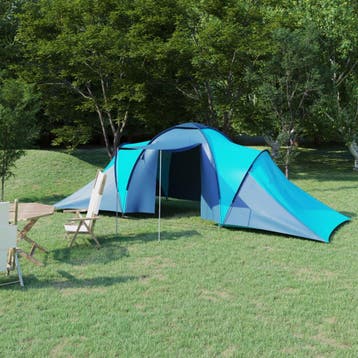 vidaXL Tent 6-persoons blauw en lichtblauw, Verzenden, Nieuw, Tot en met 2
