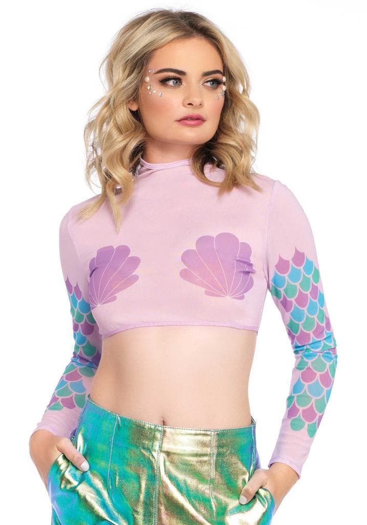 Zeemeermin Mesh Crop Top, Kleding | Dames, Carnavalskleding en Feestkleding, Nieuw, Ophalen of Verzenden