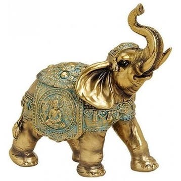 Olifant dieren beeldje goud 16 cm woondecoratie - Beeldjes, Ophalen of Verzenden, Nieuw