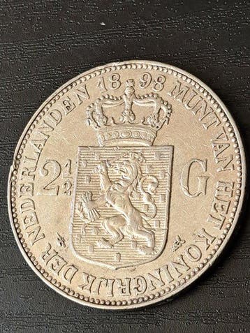 Nederland. Wilhelmina. 2 1/2 Gulden 1898 ZFR+ Zeldzaam