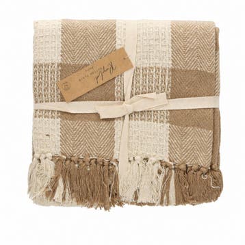 Jens Living Plaid Kai - 130 x 180 cm - Gerecycled Katoen -, Huis en Inrichting, Woonaccessoires | Plaids en Woondekens, Verzenden