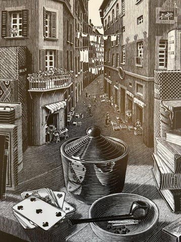 M.C. Escher (1898-1972) - Stilleven en straat