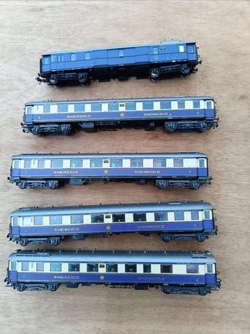 Liliput H0 - Modeltrein personenwagen (5) - Rheingold - DB, Nieuw