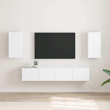 vidaXL TV Wandkast 2 st Wit Bewerkt hout, Minder dan 50 cm, Verzenden, Nieuw, Minder dan 100 cm