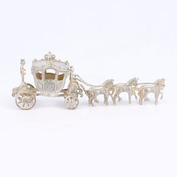 Koninklijke Koets met 6-span paarden - Beeldje - .835 zilver