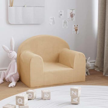 vidaXL Kinderbank zacht pluche crèmekleurig, Verzenden, Nieuw