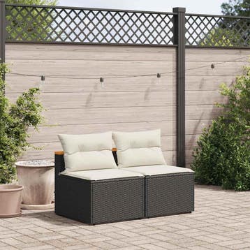 vidaXL Tuinbanken 2 st zonder armleuning met kussens poly, Verzenden, Nieuw
