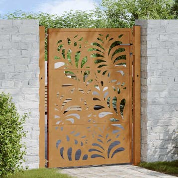 vidaXL Poort met golfontwerp 100x125 cm weervast staal, Verzenden, Nieuw