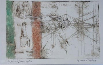 Anton Heyboer (1924-2005) - Ingekleurde ets met groen -