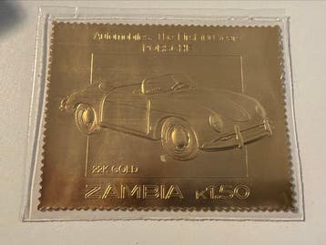 Zambia. Gold medal Porsche 356 Speedster ., 1/50 Oz (.917)