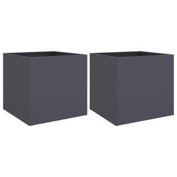 Plantenbakken set 42cm Antraciet | Retourdeal 54% Korting, Gebruikt, Minder dan 60 cm, Vierkant, Ophalen of Verzenden