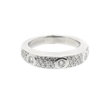 Witgouden pavé ring met diamanten, 18 tot 19, Gebruikt, Ophalen of Verzenden, Met edelsteen
