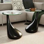vidaXL Salontafel met rond glazen tafelblad hoogglans zwart, Huis en Inrichting, Tafels | Salontafels, Minder dan 50 cm, 50 tot 75 cm