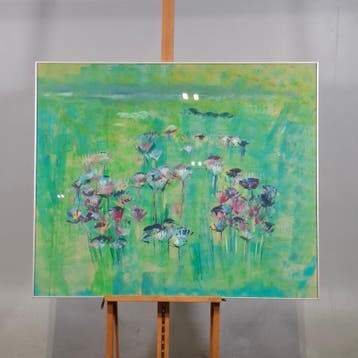 Acryl schilderij, Maya Wildevuur, Bloemenveld, 1991, Nieuw