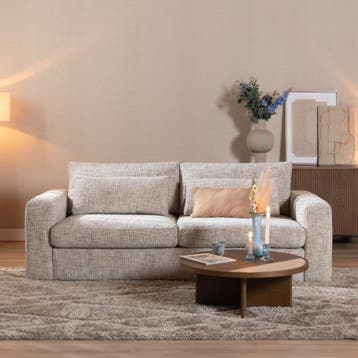 50% Korting: 3-zitsbank Kyle chenille sand grey, Ophalen, Zo goed als nieuw