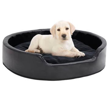 vidaXL Hondenmand 79x70x19 cm pluche en kunstleer zwart, Dieren en Toebehoren, Verzenden, Nieuw