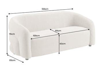 Bank VOQUE 200cm 3-zits chenille beige - 47464, Ophalen of Verzenden, Nieuw
