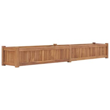 vidaXL Plantenbak verhoogd 200x30x25 cm massief teakhout, Minder dan 30 cm, Verzenden, Minder dan 60 cm, Nieuw