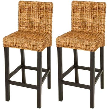 Barstoelen Set 2 stuks - Rustiek - Laatste Stuk!, Huis en Inrichting, Gebruikt, Ophalen of Verzenden, 90 cm of meer, Riet