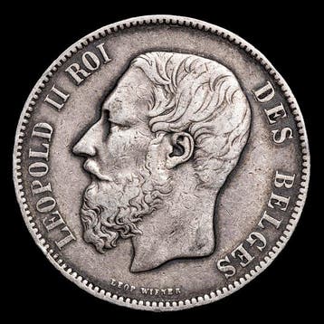 België. Leopold II. 5 Francs 1873 (Zonder minimumprijs)