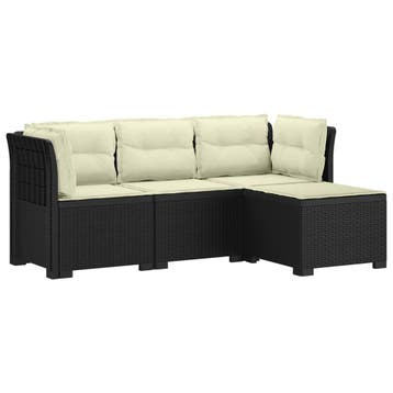 vidaXL 4-Persoons Tuinbank met Kussens Rieten Look PP, Verzenden, Nieuw
