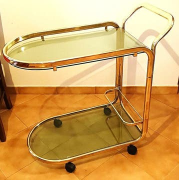 Serveerwagen - Verguld messing - Morex Italia - jaren 70