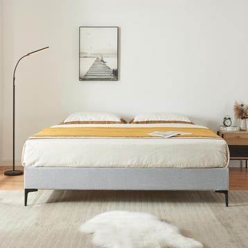 Tweepersoonsbed Lilla met bedbodem 140x200 cm lichtgrijs [en, Huis en Inrichting, Slaapkamer | Bedden, Verzenden, Nieuw