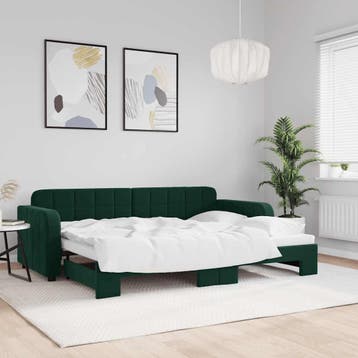 vidaXL Slaapbank met onderschuifbed 80x200 cm fluweel, Huis en Inrichting, Eenpersoons, Verzenden, Nieuw, 80 cm