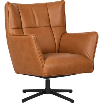 Leren draaifauteuil Lovely - Vintage Cognac (cognac), Nieuw, Ophalen of Verzenden, 75 tot 100 cm, Eigentijds, Modern, Retro, Vintage
