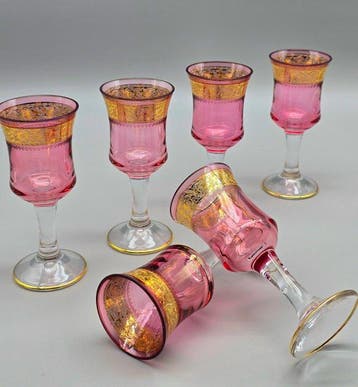 C.R.E. Art Italia - Drinkservies (6) - 24 kt goud