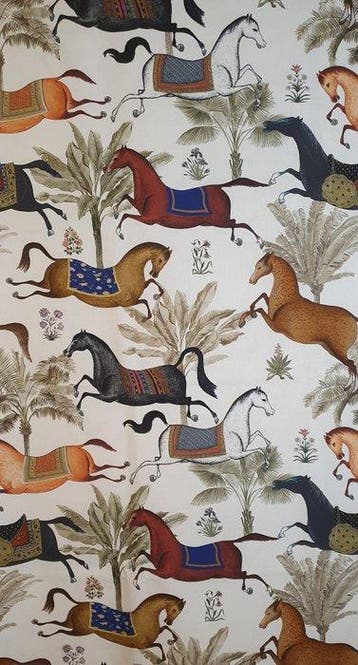 Weefsel Chevalier exclusief; paarden in koers - Franse