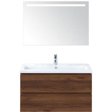 Vogue Badmeubelset 100 cm - Greeplijst in Kleur - Walnoot -, Ophalen of Verzenden, Nieuw