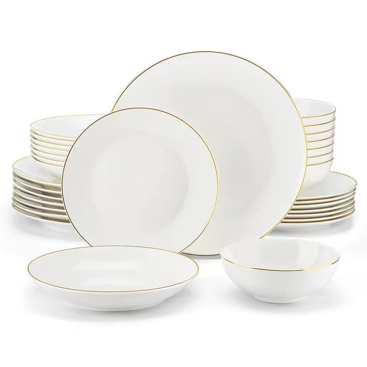 Nordic Porseleinen Serviesset Wit 16/32-Delig Scandinavish, Huis en Inrichting, Keuken | Servies, Compleet servies, Nieuw, Porselein