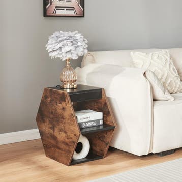 Salontafel Molde set van 2 zwart en walnootkleurig [en.casa], Verzenden, Nieuw