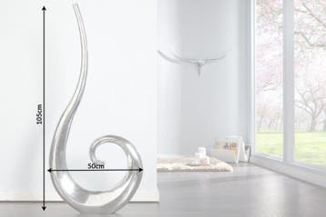 Moderne vaas WAVE XL 106cm zilver aluminium gepolijst, Ophalen of Verzenden, Nieuw