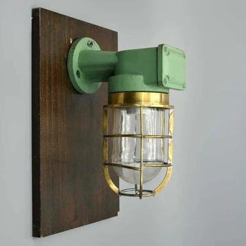 Wandlamp - Messing, Glas, Metaal, Hout - Industrieel, Antiek en Kunst