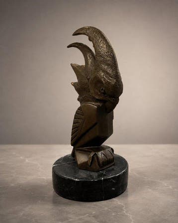 sculptuur, Art Deco bronzen kaketoe / papegaai – BJB Bronze