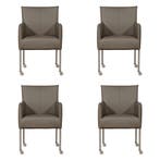 Set van 4 Leren eetkamerstoelen Desire - Toledo Smog, Ophalen of Verzenden, Nieuw, Leer, Vijf, Zes of meer stoelen