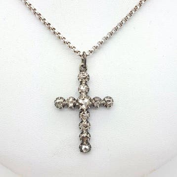 Zonder minimumprijs - Kruishanger Zilver - 1.00ct. tw., Sieraden, Tassen en Uiterlijk