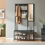 Kapstok Napinerg met spiegel schoenenrek en zitbank zwart [e, Verzenden, Nieuw