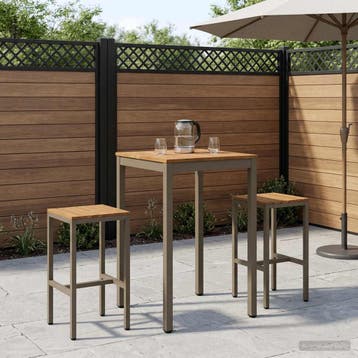 vidaXL Tuinbar Tafel Natuurlijk en Koffie 60 x 60,5 x 105 cm, Verzenden, Nieuw
